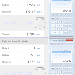 Hole & Disc Volume Calculation