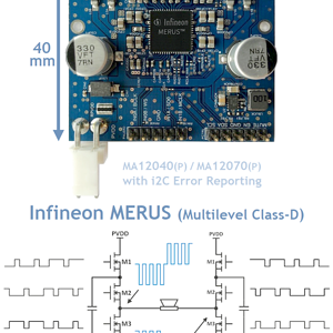 Infineon MERUS MA120x0(P) Multilevel Class-D Filterless Cascade Topology with i2C Error Status