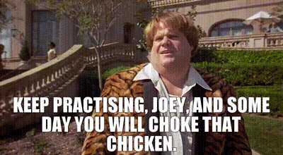 YARN | Keep practising, Joey, and some day you will choke that chicken. | Beverly  Hills Ninja (1997) | Video clips by quotes | 1b64dd3a | 紗