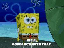 spongebob says well good luck with that in a cartoon